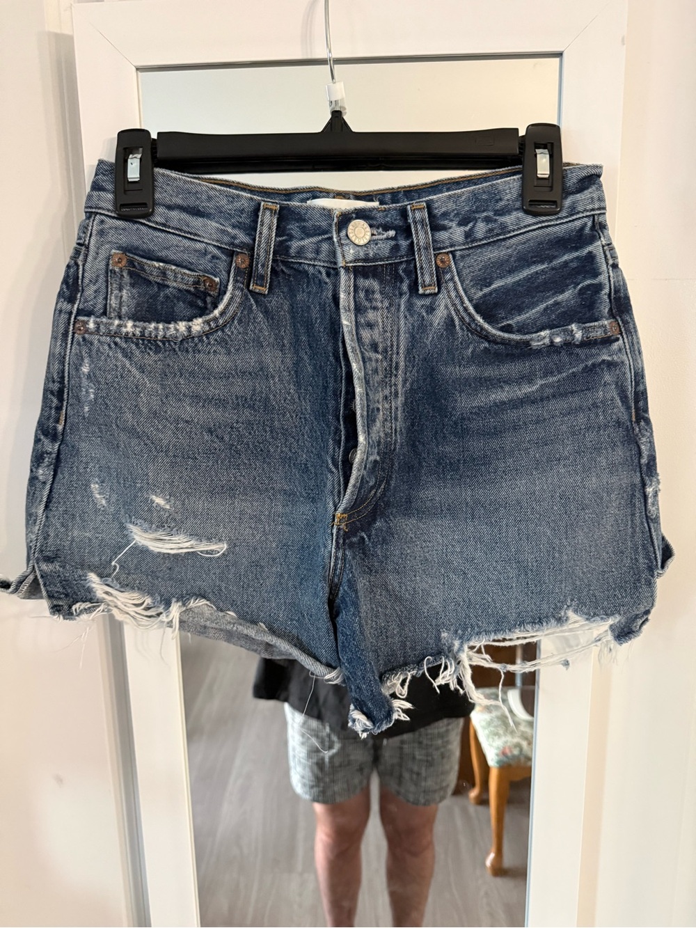 AGOLDE Dee High Rise Distressed Denim Cutoff Shorts Blue Size 26 - Picture 2 of 5